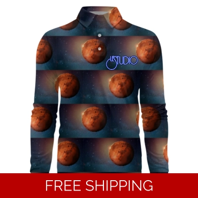 Le Studio Planet Mars Custom 3D Long-Sleeved Polo Shirt